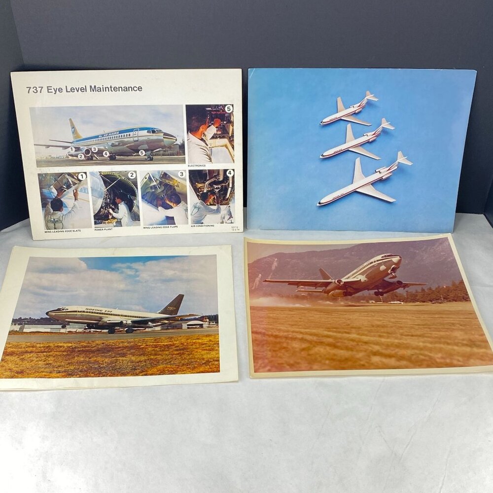 Vintage Boeing 737 Maintenance Card & Aviation Photos Lot Of 7
